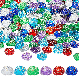 300 pcs 6 couleurs cabochons acryliques, métal doré enlaça, rose