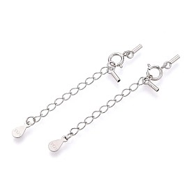 925 удлинители цепочек из стерлингового серебра, слеза, с застежками в виде когтей лобстера и подвесками