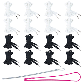 16 пар 2 цветов поликоттоновые шнурки, с пластиковым нитевдевателем и пружинными швейными иглами из сплава