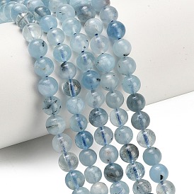 Природные Аквамарин бисер нитей, круглые, сгладить