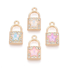 Подвески из сплава с гальваническим покрытием, стразами и стеклом, замок с подвесками в виде звезды, золотые, без кадмия, без никеля и без свинца