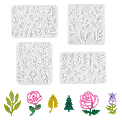 4 шт 4 стили силиконовые формы, формы для украшения, формы для литья гипсовой смолы, прозрачные