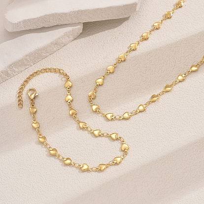 Комплект из латунных ожерелий и браслетов с замком-сердцем для модных дам