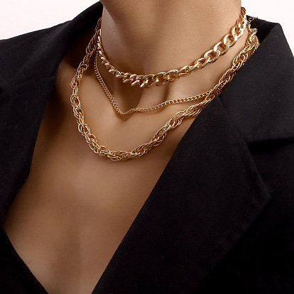 Stylish Multi-layer Cuban Chunky Chain Women's Necklace - Minimalist Punk Style Anchor Jewelry