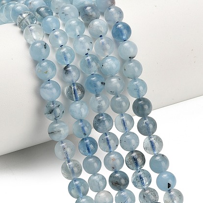 Природные Аквамарин бисер нитей, круглые, сгладить