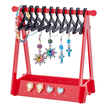 Акриловый дисплей серьги стойки, держатель-органайзер для сережек в форме вешалки с черными вешалками 10 шт.