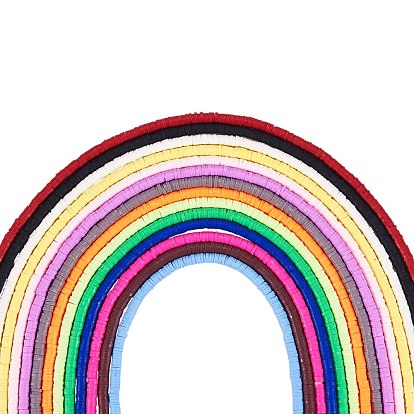 14 Strand 14 Colors Eco-Friendly Handmade Polymer Clay Beads Strnads, for DIY Jewelry Crafts Supplies, Disc/Flat Round, Heishi Beads