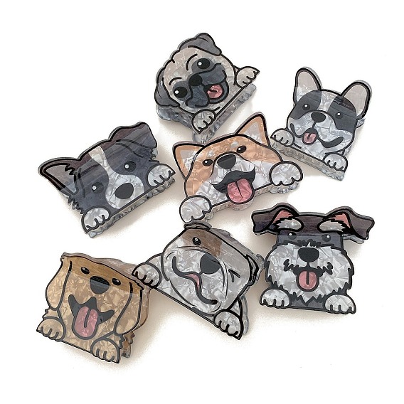 Акриловые заколки-коготь для волос с собачьей тематикой, аксессуары для волос для женщин и девочек