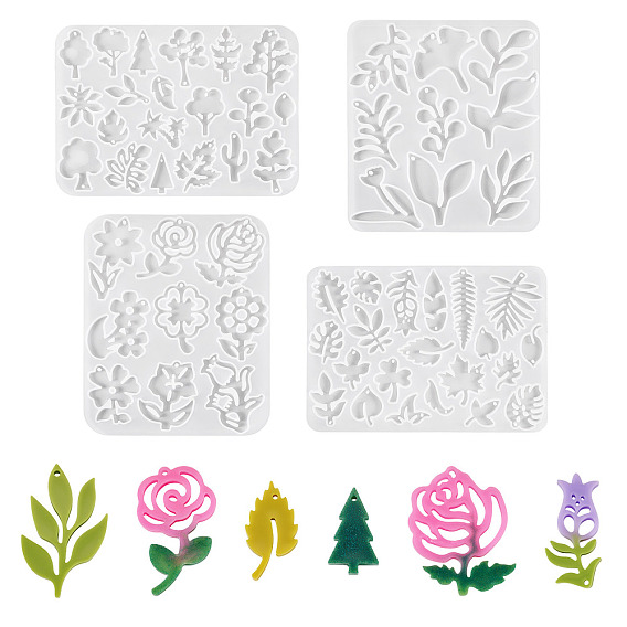 4 шт 4 стили силиконовые формы, формы для украшения, формы для литья гипсовой смолы, прозрачные