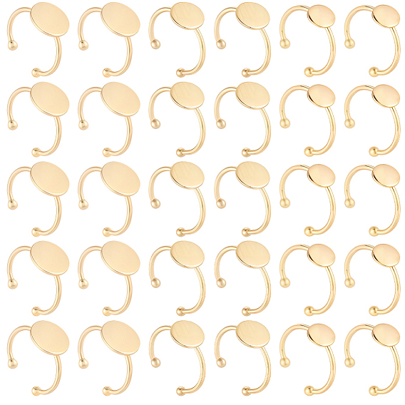 30Pcs 3 Styles Adjustable 304 Stainless Steel Finger Rings Components, Pad Ring Base Findings, Flat Round