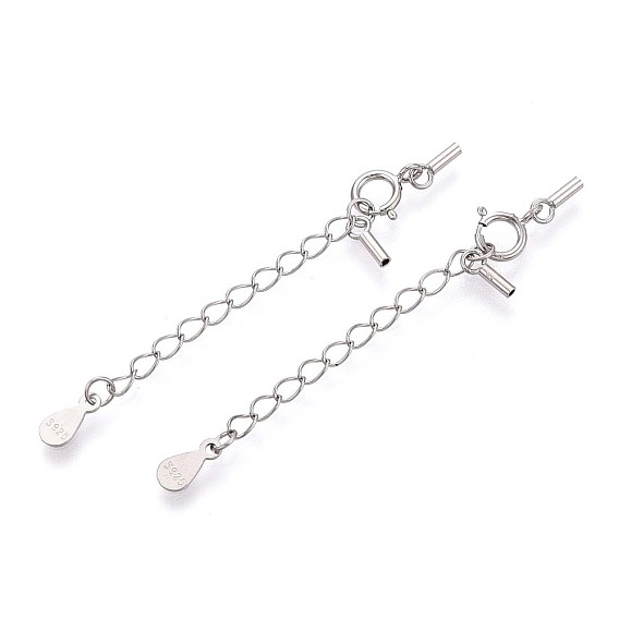 925 удлинители цепочек из стерлингового серебра, слеза, с застежками в виде когтей лобстера и подвесками