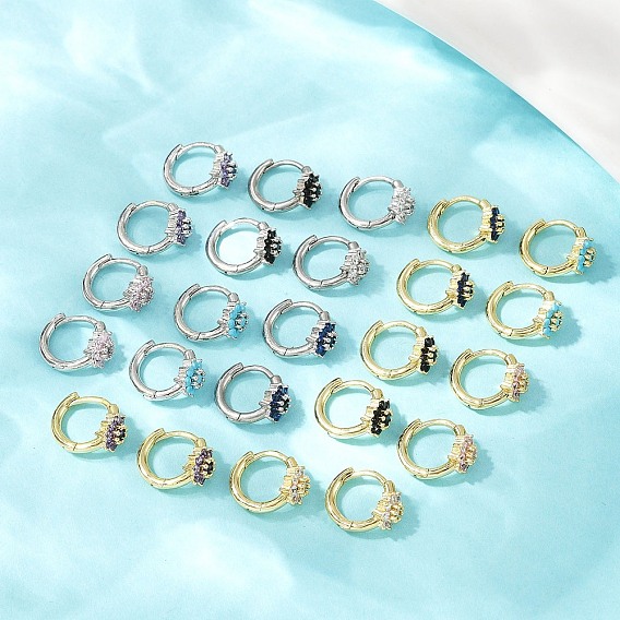 Латунные микро проложить серьги обруча кубического циркония, снежинка, без кадмия и без свинца, стойки покрытие, долговечный