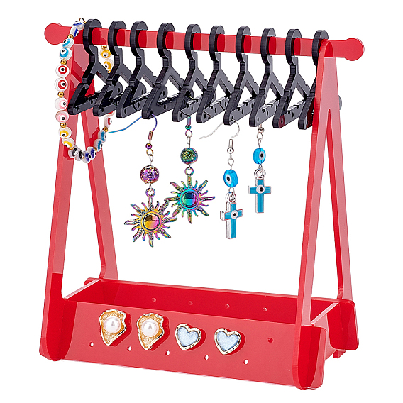 Акриловый дисплей серьги стойки, держатель-органайзер для сережек в форме вешалки с черными вешалками 10 шт.