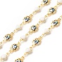 Enamel Heart and Glass Beetle Link Chain, with Brass Findings, Long-Lasting Plated, Soldered, with Spool