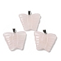 Gemstone Carved Pendants, Butterfly Charms with Platinum Plated Brass Snap on Bails