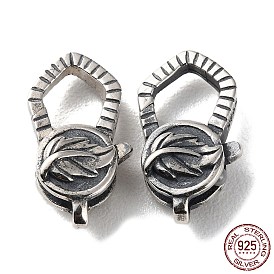925 Thailand Sterling Silver Lobster Claw Clasps, Leaf, with 925 Stamp
