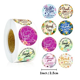 Round Paper Thank You Gift Sticker Rolls, Flower Adhesive Labels, Decorative Sealing Stickers for Gifts, Party
