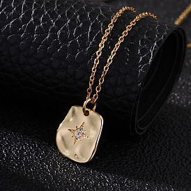 Geometric and Circular Pendant Necklace with Star and Moon Charms in Gold Plating for Women's Fashion Jewelry
