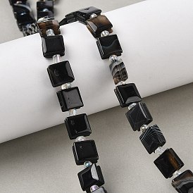 Натуральный агат с черными полосами / нитки из полосатого агата, окрашенная и подогревом, квадратный