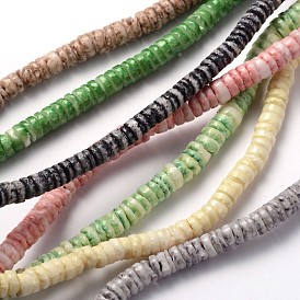 Naturelles coquillage perles brins, disque / plat rond, perles heishi, 5x1.5~3.5mm, Trou: 1mm, Environ 290 pcs/chapelet, 24.4 pouce