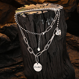 925 Silver Heart Necklace - Vintage Thai Silver Unique Design Fashion Sweater Chain