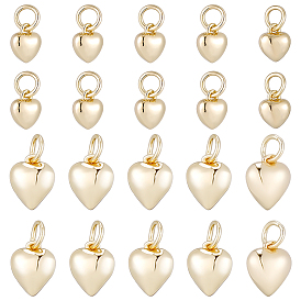 20шт 2 стили латунные подвески с покрытием стойки, с прыжковых колец, долговечный, без свинца и без кадмия, сердце прелести