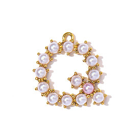 304 подвески из нержавеющей стали, с абс пластмассовой имитационной жемчужиной, ионное покрытие (ip), реальный 18 k позолоченный, зеркальная полировка