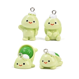 Милые подвески из непрозрачной смолы, черепаха, с железной платиной петлей