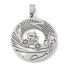 201 подвески из нержавеющей стали, плоский круглый и велосипедный талисман, лазерная резка, анти-тускнение