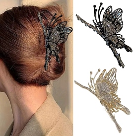 Metal Rhinestone Claw Hair Clips, Hair Accessories for Women & Girls, Butterfly