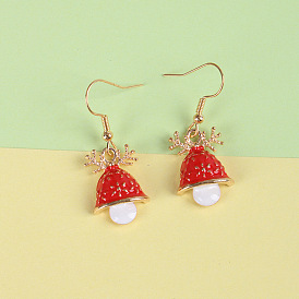 Christmas Hat Drop Earrings - Festive Red Cartoon Design Jewelry
