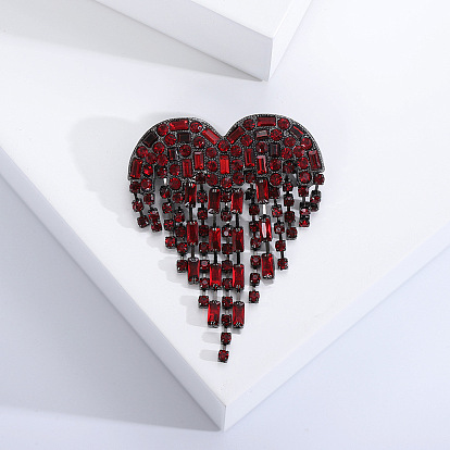 Heart Rhinestone Pins, Alloy Brooches for Girl Women Gift