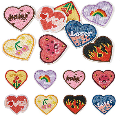 Сердце из полиэстера с компьютерной вышивкой на ткани, термоприклеиваемые/пришивные аппликации, аксессуары для костюма