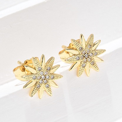 Серьги-гвоздики из латуни с микро-паве и прозрачным кубическим цирконием, долговечный