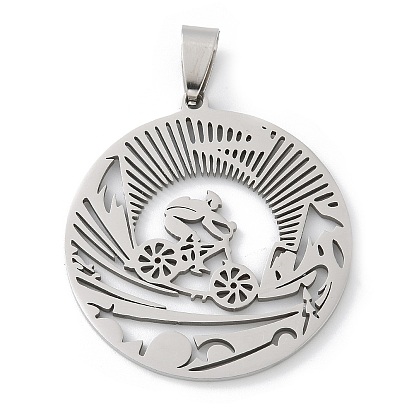 201 подвески из нержавеющей стали, плоский круглый и велосипедный талисман, лазерная резка, анти-тускнение