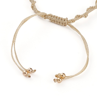 Adjustable Polyester Thread Braided Beaded Bracelet Making, with 304 Stainless Steel Jump Rings and Brass Beads