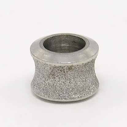 Stainless Steel Large Hole Column Textured Beads, 10x7mm, Hole: 6mm