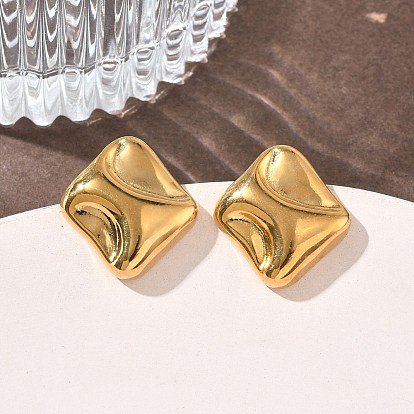 304 Stainless Steel Stud Earrings for Women, Rhombus, Ion Plating(IP)