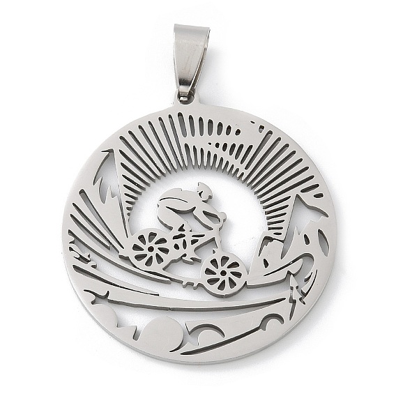 201 подвески из нержавеющей стали, плоский круглый и велосипедный талисман, лазерная резка, анти-тускнение