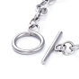 Unisex 304 Stainless Steel Cable Chain Bracelets, with Toggle Clasps