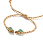 Natural Mixed Gemstone Oval Braided Bead Bracelets, Wax Strings Adjustable Bracelet