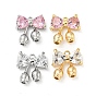Rack Plating Brass Pendants, with Glass, Bowknot Charms