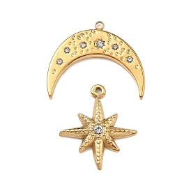 304 подвески из нержавеющей стали, со стразами, реальный 18 k позолоченный