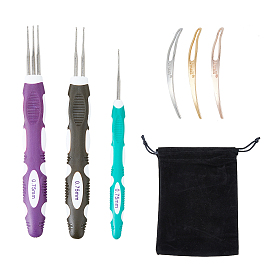 1 набор из легкого сплава крючков для вязания и игл для плетения волос, с пластиковой ручкой