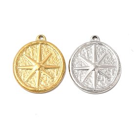 304 подвески из нержавеющей стали, плоский круглый с шармом в виде звезды