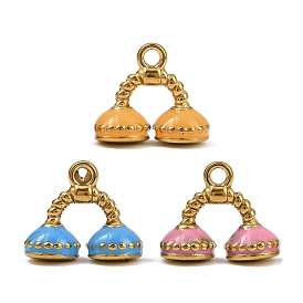 304 из нержавеющей стали шармы эмали, подвеска для наушников, ионное покрытие (ip), реальный 18 k позолоченный
