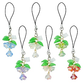 12 шт. 6 цвета акрил и стекло и лэмпворк мобильные ремешки, цветок