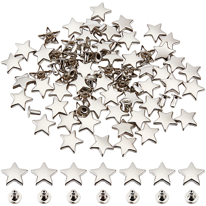 100шт. железные полутрубчатые заклепки, звезда, для кошелька, , ботинки, украшение кожаных ремесел