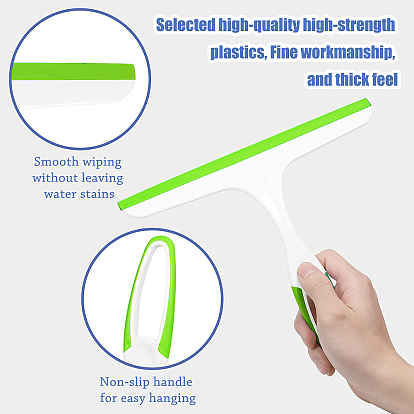 Gorgecraft 3Pcs Plastic Window Squeegee, Cleaning Tool for Shower Glass Doors, Bathroom, Rectangle, 1Pc Plastic Hook Hanger, with Iron Hook, Self Adhesive Sticker