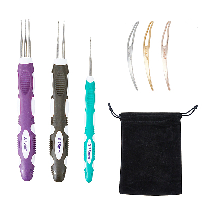 1 набор из легкого сплава крючков для вязания и игл для плетения волос, с пластиковой ручкой